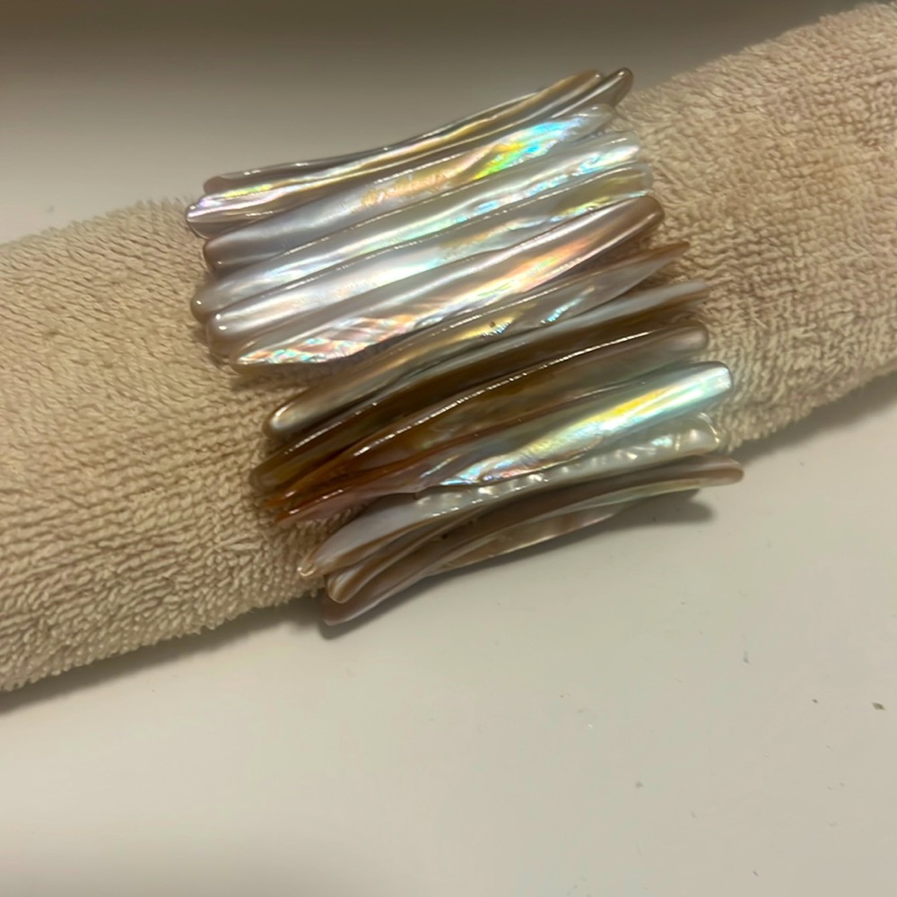 Rainbow shell adjustable bangle bracelet